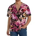thumbnail image 1 of Sikiie Rose Flowers Men's Wrinkle Free Untucked Cuban Shirt Business Casual Button Down Shirts Short Sleeve ShirtSmall, 1 of 5