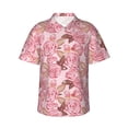 thumbnail image 1 of Sikiie Rose Flowers Print Men's Hawaiian Shirt, Summer Beach Button Pocket Short Sleeve T-Shirt,, 1 of 7