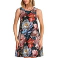 thumbnail image 1 of Sikiie Rose Flowers Print Women's Sleeveless Dress with Pockets Round Neck Sundress, Suitable for Daily, Office, Vacation Summer Wear, 1 of 7