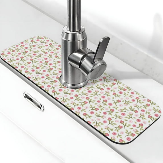Sikiie Rose Flowers Splash Guard for Sink Faucet-1 PC Super Absorbent Fast Drying Mat Sink Gadgets-Splash Guard for Kitchen, Sink Mat