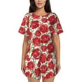 thumbnail image 1 of Sikiie Rose Flowers Womens Pajama Sets Short Sleeve Top With Pants Sleepwear 2 Piece Lounge Set4X-Large, 1 of 6
