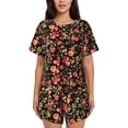 thumbnail image 1 of Sikiie Rose Flowers Womens Pajama Sets Short Sleeve Top With Pants Sleepwear 2 Piece Lounge SetLarge, 1 of 6