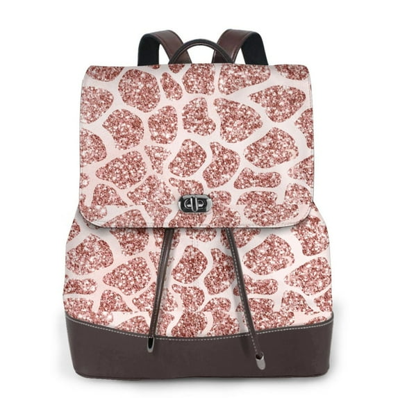 Sikiie Rose Gold Abstract Spots Women Genuine Leather Backpack Fashion Rucksack Daypack Leather Casual Travel Backpacks for Women