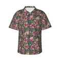 thumbnail image 1 of Sikiie Rose Mix Leopard Print Men's Hawaiian Shirt, Summer Beach Button Pocket Short Sleeve T-Shirt,X-Large, 1 of 7