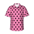 thumbnail image 1 of Sikiie Rose red polka dots Print Men's Hawaiian Shirt, Summer Beach Button Pocket Short Sleeve T-Shirt,XX-Large, 1 of 7