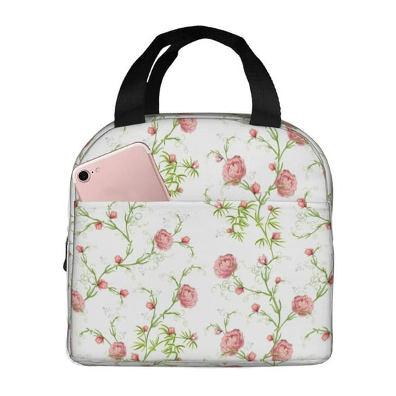 Sikiie Roses Flowers Lunch Bag for Women & Men Adult Insulated Lunch Box, Food Lunch Containers Lunch Tote Bags for Work, Travel, Outdoor