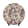 thumbnail image 1 of Sikiie Roses Mixed Zebra Bone China Decorative Plate Personality Ceramic Dinner Plate Crafts Decorative Ceramic Decorative Plate -8in, 1 of 6