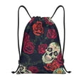 thumbnail image 1 of Sikiie Roses Skulls Drawstring Backpack Drawstring Bags, Draw String Back Bag for Sports, Gym, Travel, Swimming, Beach-Small, 1 of 6