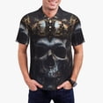 thumbnail image 1 of Sikiie Royal Skull With Golden Crown Print Men's Short-sleeved POLO Shirts, Button-down Shirts and T-shirts are Suitable for Vacation, Leisure and Business-Medium, 1 of 6