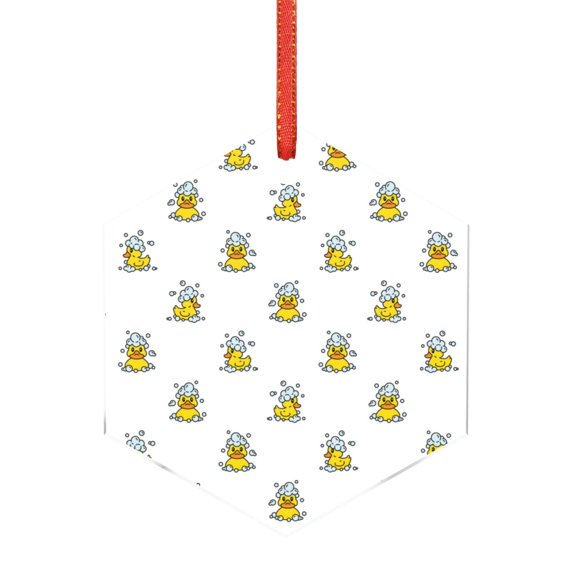 Sikiie Rubber Duck Showe Acrylic Christmas Ornament Pendant Christmas Ornaments Hanging Ornament for Christmas Winter New Year Party -Hexagon