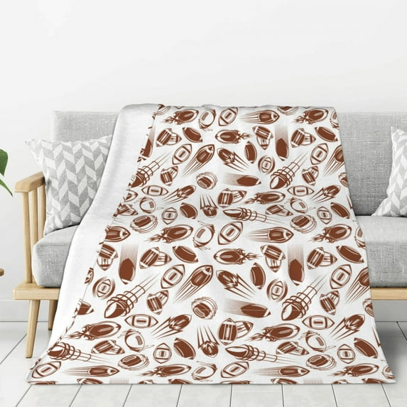 Sikiie Rugby Style Cozy Flannel Fleece Throw Blanket: Lightweight & Thick for All Seasons - Perfect for Women, Men, & Kids"60"x50"
