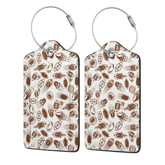 Sikiie Rugby Style Luggage Tag for Suitcase Leather Baggage Tag with Stainless Steel Loop Privacy Cover for Women Men Girls-1