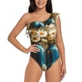 thumbnail image 1 of Sikiie Rustic Daisy Mason Jars Print Women One Piece Swimsuits Tummy Control One Shoulder Bathing Suits Ruffle Swimwear, From S to XXL-Medium, 1 of 6
