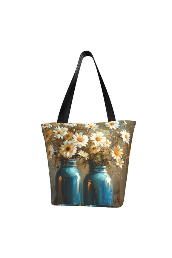 Rustic Daisy Mason Jars Shoulder Bag Casual Hobo Crossbody Tote Bag for Women and Men Large Purse Messenger Bag Travel Work