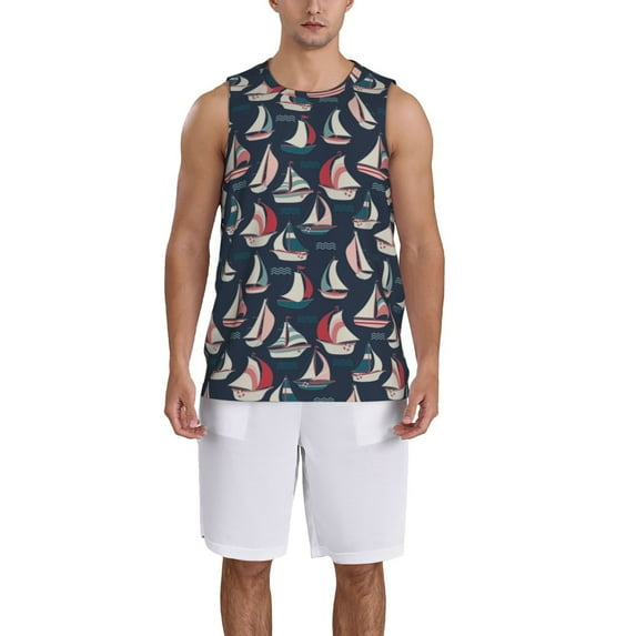 Sikiie Sailboat And Wave Basketball Jersey Reversible Men's Mesh Athletic Sports Shirts Training Practice S-4XL4X-Large