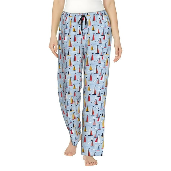 Sikiie Sailboats And Seagulls Women’s Ultra-Soft Comfy Lounge Pants Sleepwear Comfy Lounge Pants Drawstring Sleep Bottoms with PocketsXX-Large