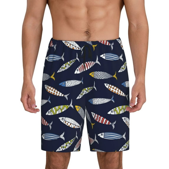 Sikiie Sardine Mens Pajama Shorts, Lightweight Lounge Pant with Pockets Soft Sleep Pj Shorts for Men4X-Large
