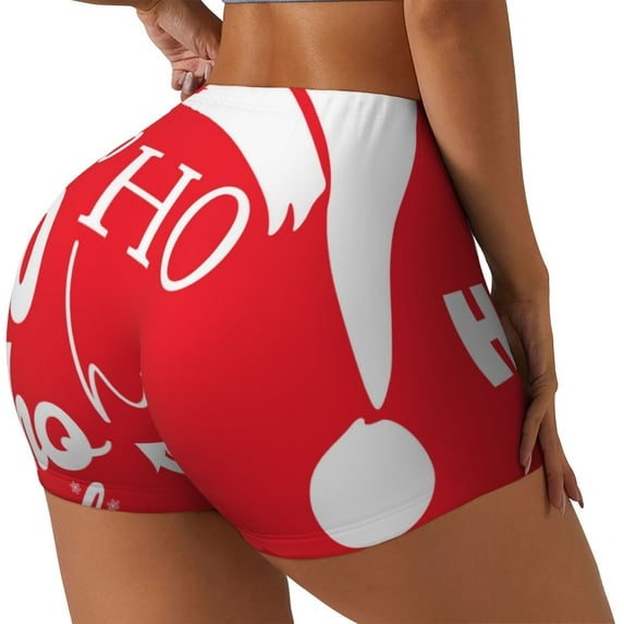 Sikiie Saying Ho Ho Ho Workout Shorts Women Scrunch Butt Gym Shorts Seamless High Waist Tummy Control Yoga Biker Athletic Shorts-Medium