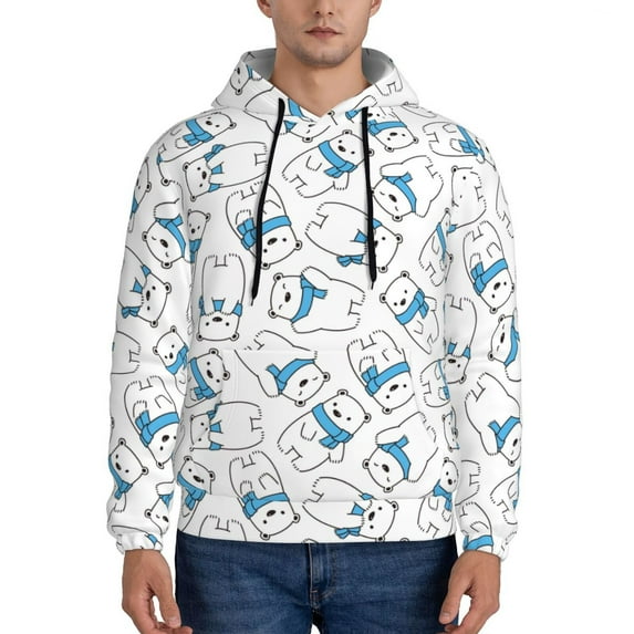 Sikiie Scarf Bear Men's Hoodie, Essentials Hoodie, Sweatshirt, Pullover Hooded Sweatshirt for Men-3X-Large