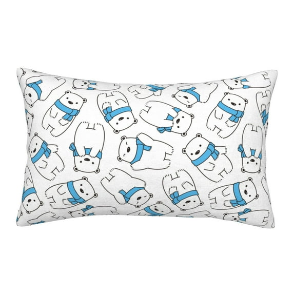 Sikiie Scarf Bear Print Plush Pillow Cover, Wrinkle-proof and Stain-resistant Pillow Protector without Pillow Core, Home Decoration-20"x30"