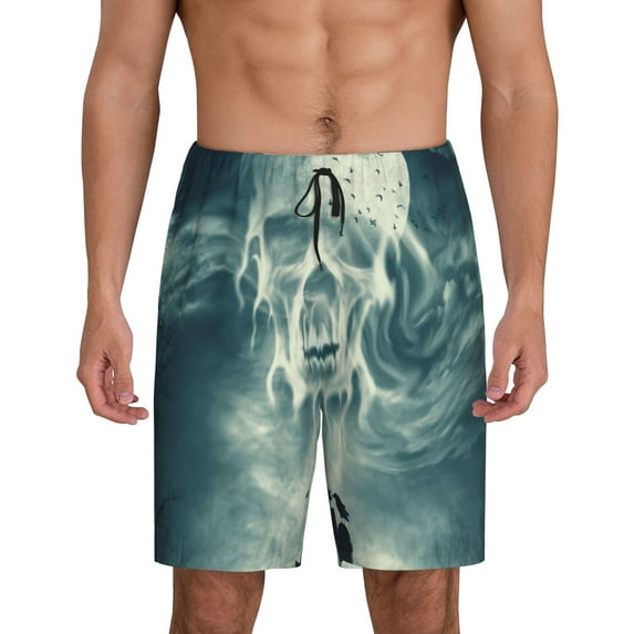 Sikiie Scary Moon And Clouds Mens Pajama Shorts, Lounge Pant, Men's shorts,Sleep Pj Shorts for Men-XX-Large
