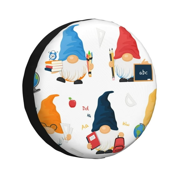 Sikiie School Cute Gnomes PVC Leather Spare Tire Wheel Cover Spare Tire Cover, for Car Truck SUV Camper Trailer Universal Fit(14-17in)-15 inch