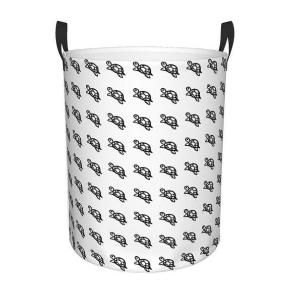 Sikiie SeTurtle27 Print Round Dirty Clothes Basket, Waterproof Standing Foldable Storage Basket, for Laundry Room, Bedroom, Bathroom Storage-Small