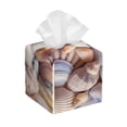 thumbnail image 1 of Sikiie Sea Shells Leather Tissue Box Cover Square, tissue box holder - 5.2”x5.2”x5.2”, 1 of 7