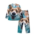 thumbnail image 1 of Sikiie Sea Swimming Corgi Mens Pajama Set, Soft Warm Long Sleeve Sleepwear, Cozy Button-Down Pjs for Men-Large, 1 of 7
