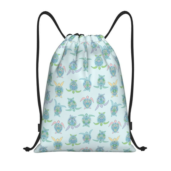 Sikiie Sea Turtle Drawstring Backpack Drawstring Bags, Draw String Back Bag for Sports, Gym, Travel, Swimming, Beach-Medium