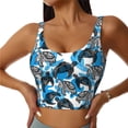 thumbnail image 1 of Sikiie Sea Turtle Life Print Strappy Sports Bra for Women Padded Push Up Sports Bra Athletic Running Sports Bra Workout Bra Yoga Bra, 1 of 5