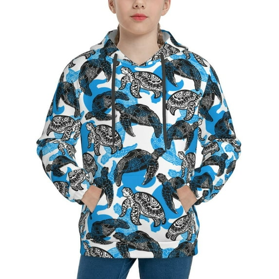 Sikiie Sea Turtle Life Youth Hoodie Sweatshirt Pullover Hooded Classic Casual Essentials Hoodiefor Boys Girls Kids -X-Large