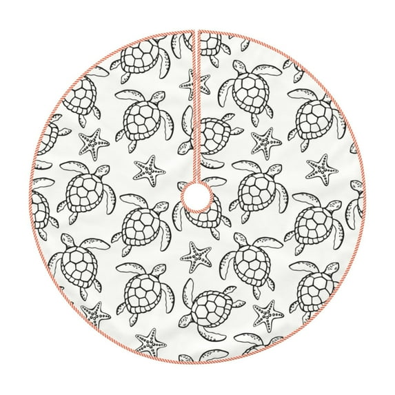 Sikiie Sea Turtle Nativity Christmas Tree Skirt, Jesus Christian Winter Holiday Tree Mat Decoration(30-48IN)30"