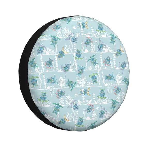 Sikiie Sea Turtle PVC Leather Spare Tire Wheel Cover Spare Tire Cover, for Car Truck SUV Camper Trailer Universal Fit(14-17in)-16 inch
