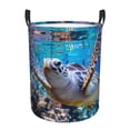 thumbnail image 1 of Sikiie Sea Turtle Swims Print Round Dirty Clothes Basket, Waterproof Standing Foldable Storage Basket, for Laundry Room, Bedroom, Bathroom Storage-Medium, 1 of 6