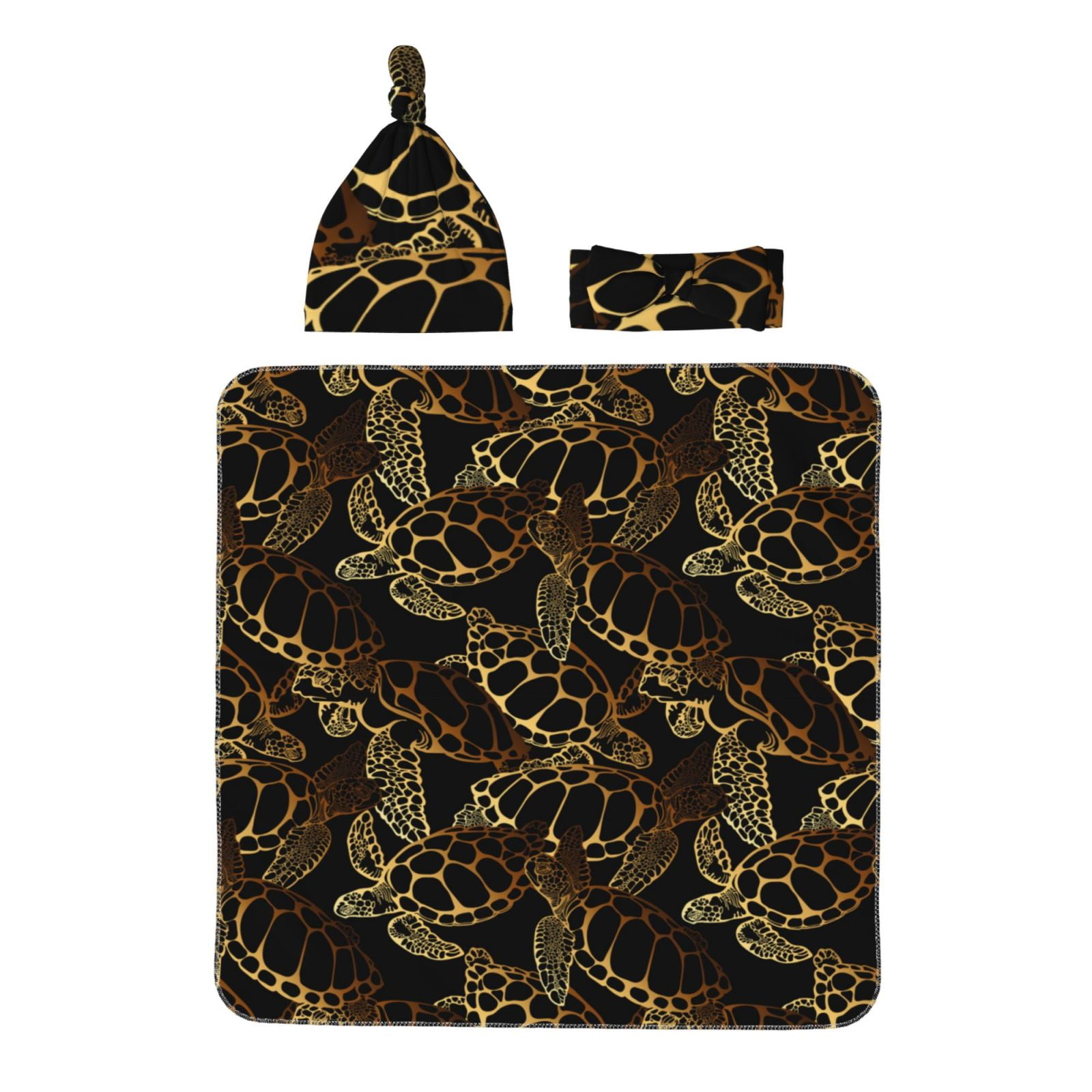 Sikiie Sea Turtle With Ocean Baby Swaddle Blanket Newborn Swaddle and