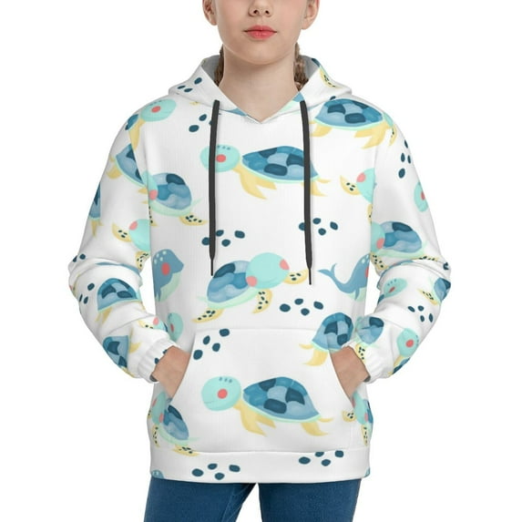 Sikiie Sea Turtle Youth Hoodie Sweatshirt Pullover Hooded Classic Casual Essentials Hoodiefor Boys Girls Kids -X-Large