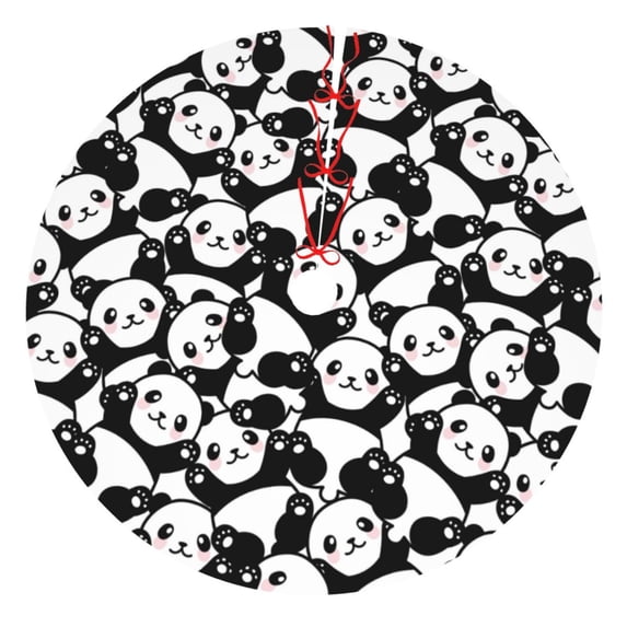 Sikiie Seamless Pattern Cute Panda 30-48 inches {designName} Print Christmas Tree Skirt Snowman Xmas Tree Skirt with Edge Christmas Decorations for Holiday Party48"
