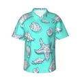 thumbnail image 1 of Sikiie Seashell And Starfish Print Men's Hawaiian Shirt, Summer Beach Button Pocket Short Sleeve T-Shirt,XX-Large, 1 of 7