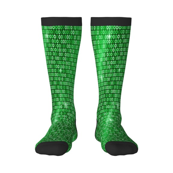 Sikiie Shiny round green sequins Knee Socks, High Socks Long Stretchy Sock Women Knee High Stocking, Long Socks for Women