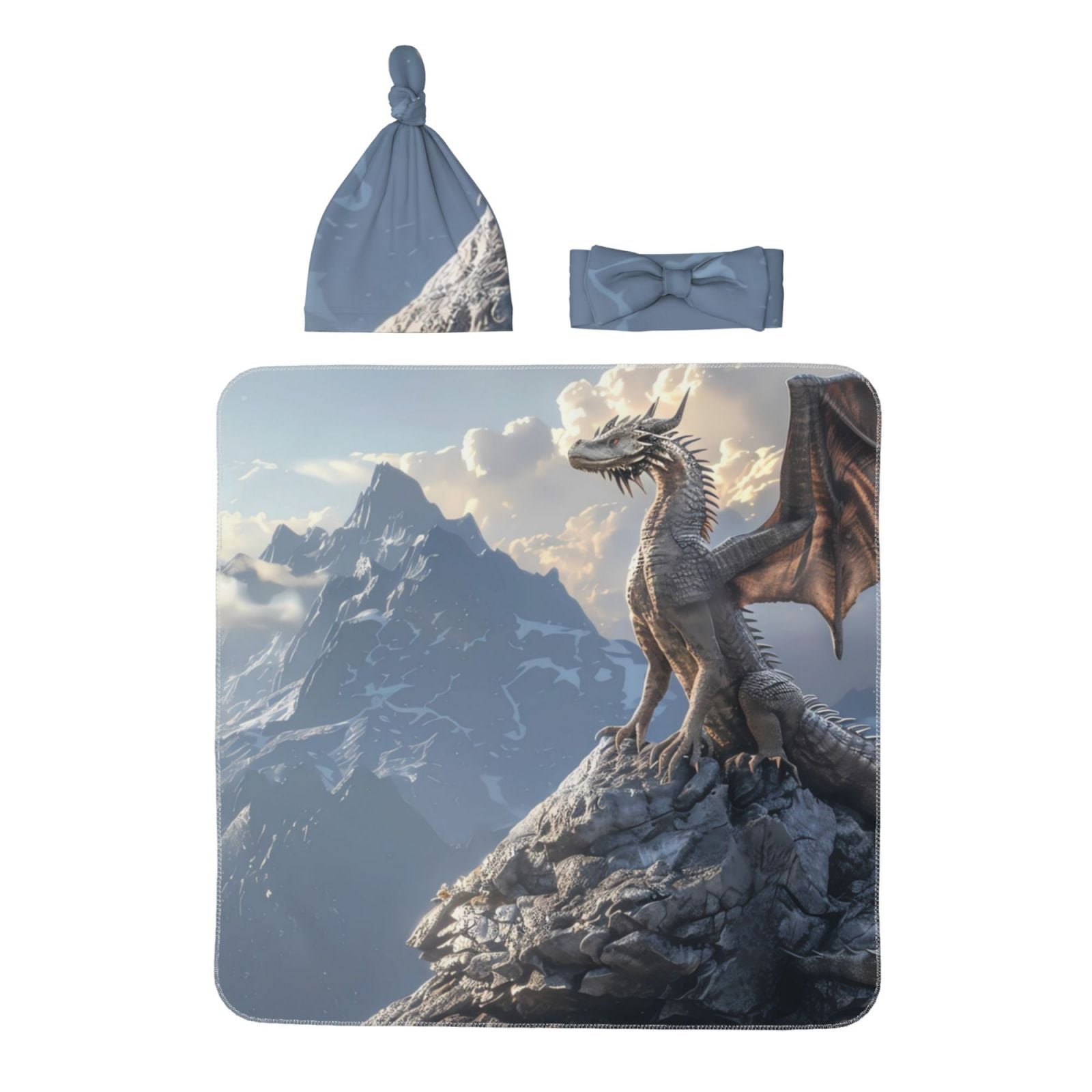 Sikiie Silver Dragon Mountain Peaks Baby Swaddle Blanket Newborn