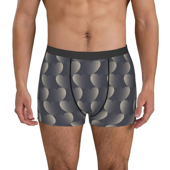 Sikiie Silver Glitter Hearts Print Men's Boxer Briefs, Elastic Waistband Boxer Briefs Leggings-XX-Large