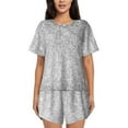 thumbnail image 1 of Sikiie Silver Mosaic Womens Pajama Sets Short Sleeve Top With Pants Sleepwear 2 Piece Lounge SetLarge, 1 of 6