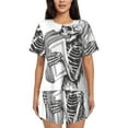 thumbnail image 1 of Sikiie Skeleton Book Lover Womens Pajama Sets Short Sleeve Top With Pants Sleepwear 2 Piece Lounge Set-XX-Large, 1 of 6