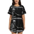 thumbnail image 1 of Sikiie Skeleton Playing Xylophone Womens Pajama Sets Short Sleeve Top With Pants Sleepwear 2 Piece Lounge Set-, 1 of 6