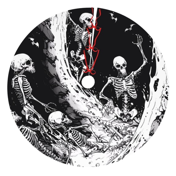 Sikiie Skeleton Wave Artwork 30-48 inches {designName} Print Christmas Tree Skirt Snowman Xmas Tree Skirt with Edge Christmas Decorations for Holiday Party-30"