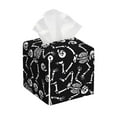 thumbnail image 1 of Sikiie Skeletons Dancing Leather Tissue Box Cover Square, tissue box holder, Tissue Box with Bottom Belt-5.2”x5.2”x5.2”, 1 of 7