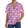 thumbnail image 1 of Sikiie Skull Blue Flower Men's Wrinkle Free Untucked Cuban Shirt Business Casual Button Down Shirts Short Sleeve ShirtXX-Large, 1 of 5