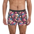 thumbnail image 1 of Sikiie Skull Blue Flower Print Men's Boxer Briefs, Elastic Waistband Boxer Briefs Leggings-Medium, 1 of 5