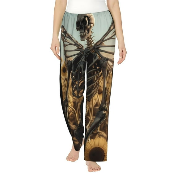 Sikiie Skull Butterfly Sunflower Women’s Ultra-Soft Comfy Lounge Pants Sleepwear Comfy Lounge Pants Drawstring Sleep Bottoms with PocketsXX-Large